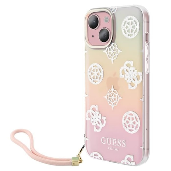 Coque för iPhone 15 Plus Med Höjda Kanter och Inbyggd Rem Guess Flerfärgad Flerfärgad