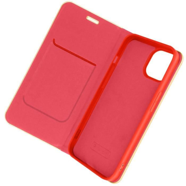 iPhone 14 Case Kortholder Rød - Guld Case