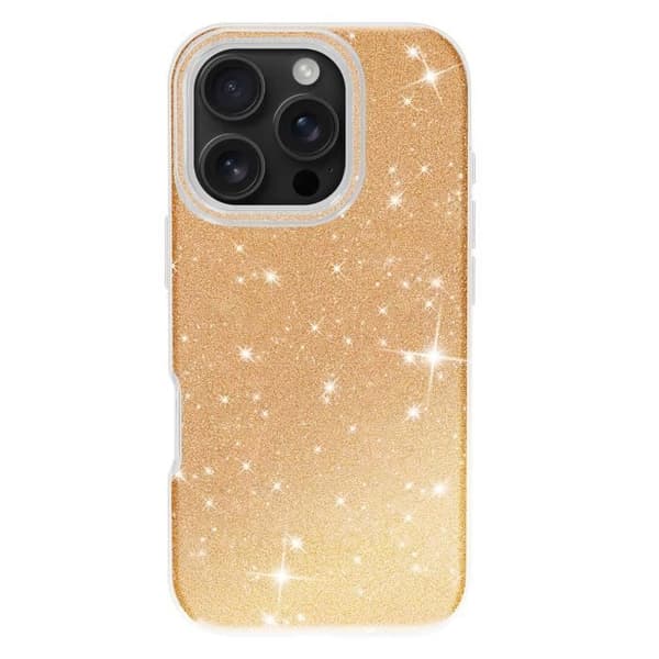 Glitrende Cover - iPhone 16 Pro - Stødabsorberende - Skinnende - Glamourøst og Chic Gul