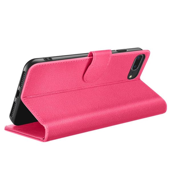 Plånboksfodral - ZANAÉ - iPhone 8 Plus / 7 Plus - Fuchsia - Antiglid - Videostöd Ros