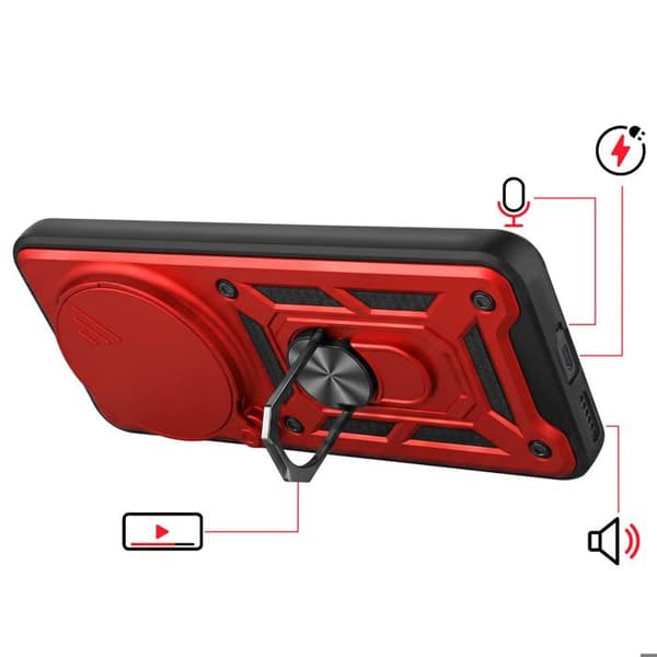 Coque Ring til Honor Magic 8 Pro med Skydelåg til Kamera Stødabsorberende Mayaxess Rød Röd