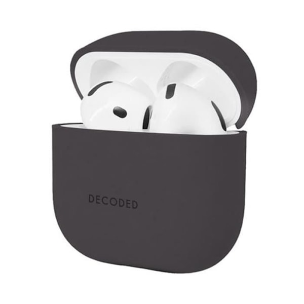 Siliconfodral för AirPods 4 med stötabsorberande design och LED-indikator Decoded Svart Svart