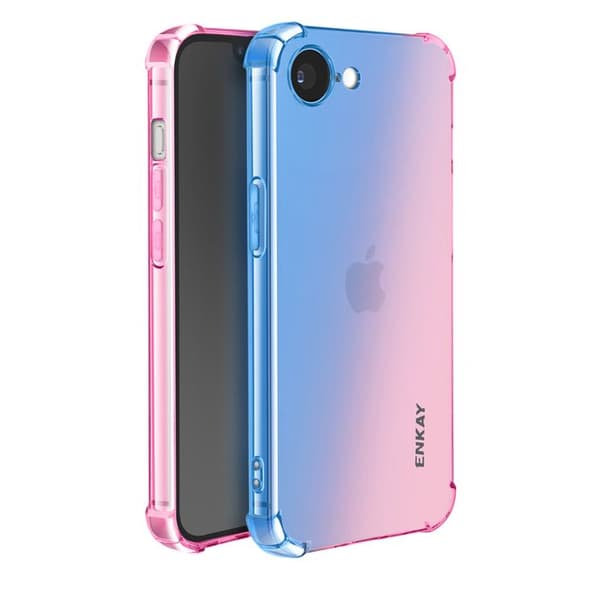 Coque en silicone - iPhone 16e - Siniväri/Ruusunvärinen - Iskunkestävä - Ilmatyynyputki suoja Blå/rosa