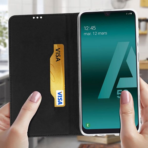 Samsungs Galaxy A50 Kortetui Video Støtte Akashi Sort Svart