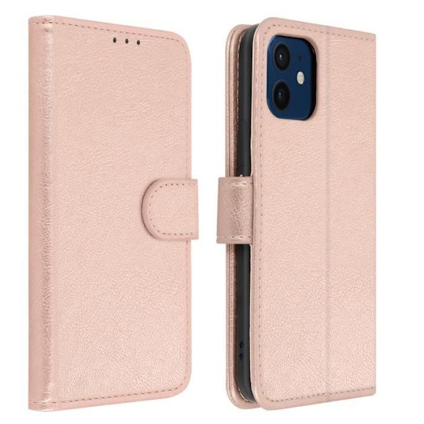 Fodral till Apple iPhone 12 - AVIZAR - Wallet Flip - Rosa - Syntet - Video Support Funktion Rosa