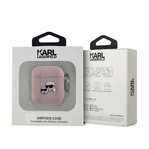 AirPods 1/2 generations fodral (rosa) Karl Lagerfeld Monogram Karl & Choupette Head