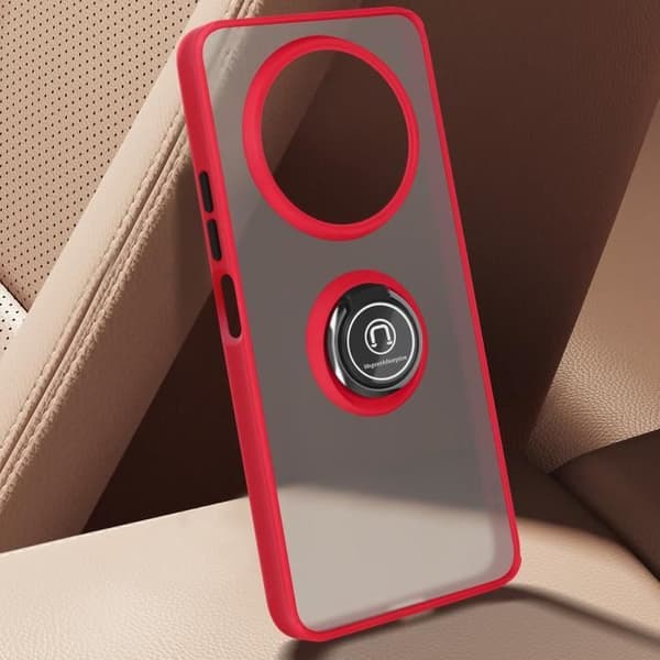 Mobilskal - AVIZAR - Xiaomi Redmi A3 - Röd - Metallring - Videostöd Röd