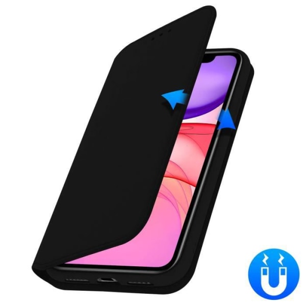 Housse iPhone 11 - AVIZAR - Folio Wallet Case - Øko-læder Sort - Støttefunktion Svart