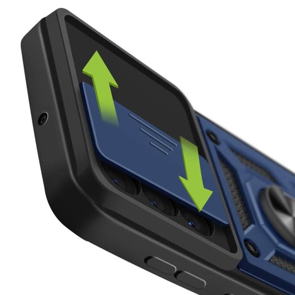 Skydd för Galaxy A26 med skjutbart kameraskydd och magnetring Mayaxess Mörkblå Blå
