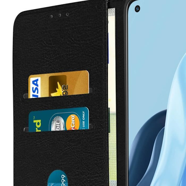 Oppo Reno 7 Case Flip Wallet Function Video Support Black svart