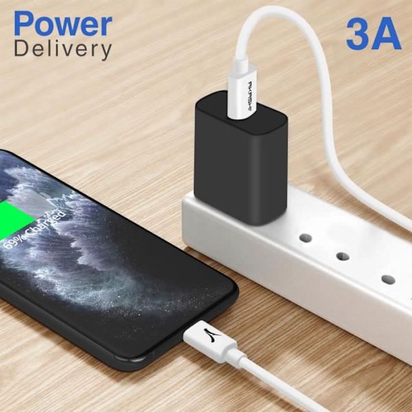 USB Typ C till Lightning Quick Charge Överföringskabel 1m Signerad Akashi Vit
