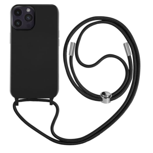 iPhone 14 Pro Max Cord Fodral Halvstyvt med halsrem 80cm svart