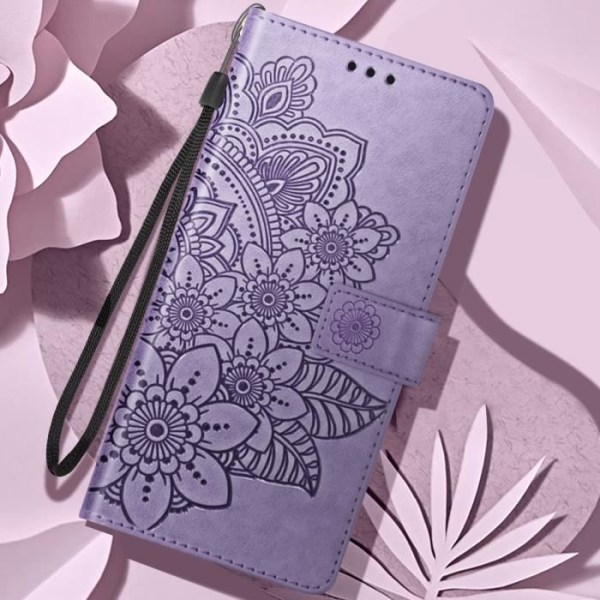 Mandala Flowers Fodral för Xiaomi Redmi A3 Plånboksstöd handledsrem Lila