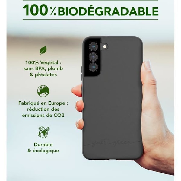 Coque - Just Green - Samsung G S22+ 5G - Bionedbrydelig - Fleksibel - Sort Svart