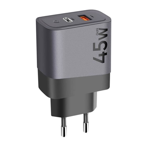 GaN USB + USB-C 45W Microgrid Tactical Wall Charger Grå