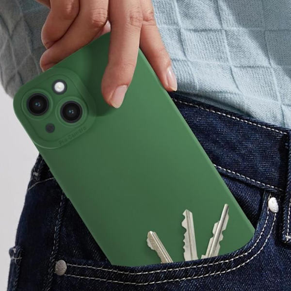 Skal till iPhone 14 - AVIZAR - Matt silikon - Förstärkt kameraskydd - Grön Grön