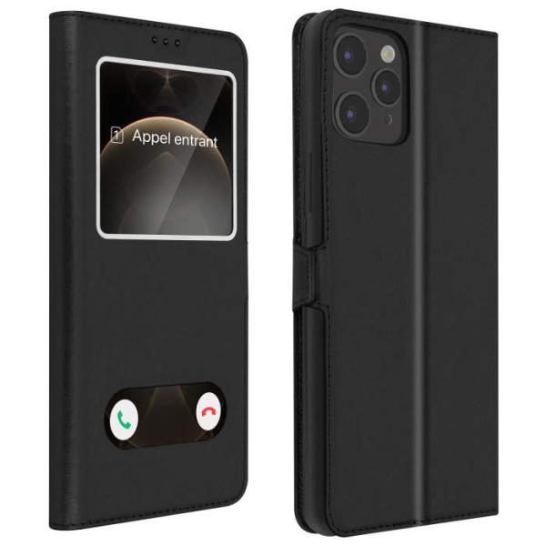 Apple iPhone 12 / 12 Pro Case Täyskansi Double Window Tukivideo Musta Musta