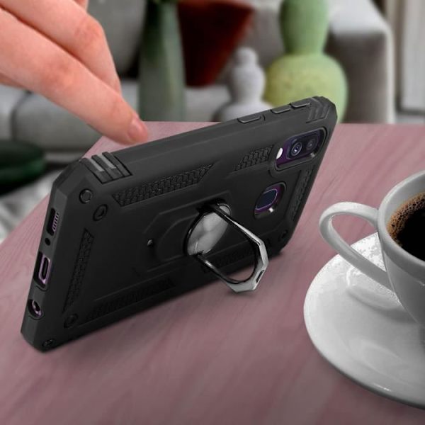 Kuori - ILMOITUS - Galaxy A40 - Kaksoismateriaalit - Magneettirenka - Musta Videotuki Svart