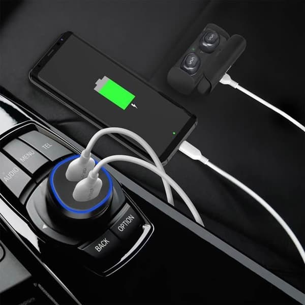 Lader til bil - Samsung - Universel - 2 USB-porte - 2A - Sort Svart