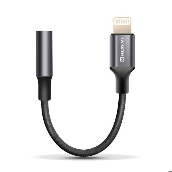 Audioadapter - Lightning til Jack 3.5 mm - Tekstil kabel - 15 cm - Kompatibel med Apple