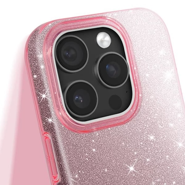 Iphone 16 Pro:n kimmeltävä, iskunkestävä, glitter-kuori, vaaleanpunainen Rosa