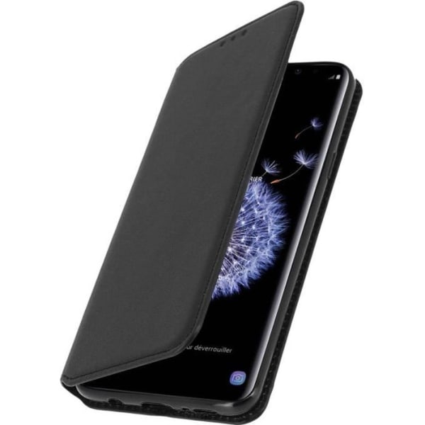 Etui Folio - Samsung - Galaxy S9 - Ekologinen nahka - Musta - Tukitoiminto Svart