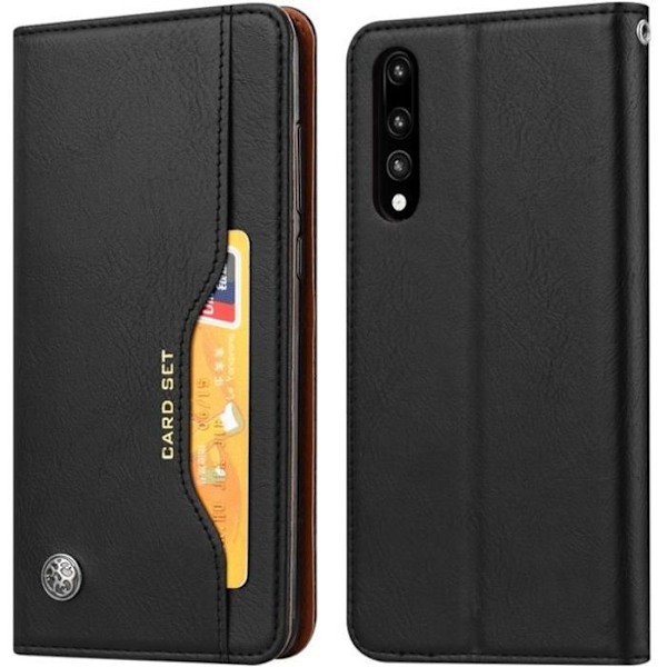 Huawei P20 Pro Folio Fodral Läder Flip Cover Korthållare Stativ Funktion - Svart Svart