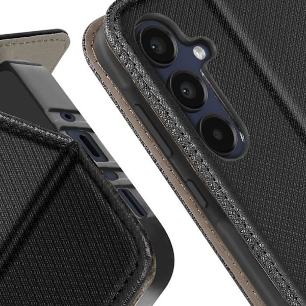 Etui för Samsung A35 5G - AVIZAR - Granuleffekt - Kortfack - Videostöd - Svart Svart