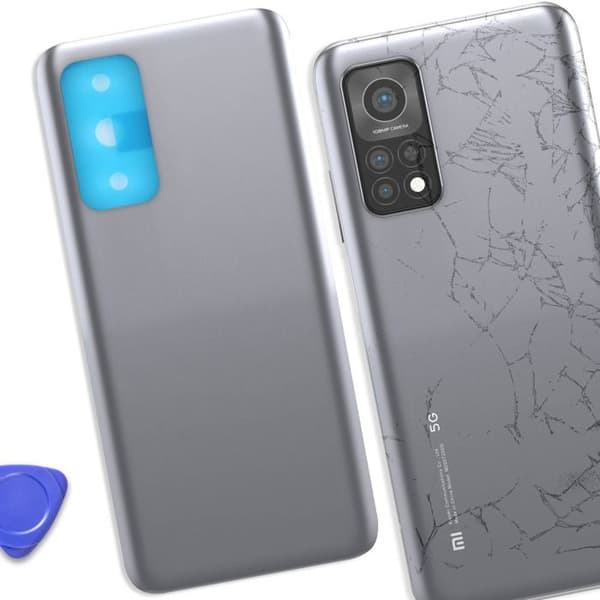Bagcover - Xiaomi - Mi 10T Pro - Sølv - Erstatning - Forenklet installation Grå