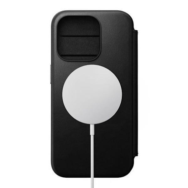 Läppäkotelo - Nomad - Folio Modern - Täysjyvänahka - MagSafe-yhteensopiva - iPhone 15 Pro Svart
