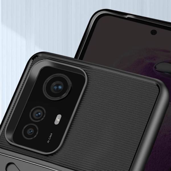 AVIZAR mjukt skyddsfodral för Xiaomi Redmi Note 12S - Anti-halk randigt design svart Svart