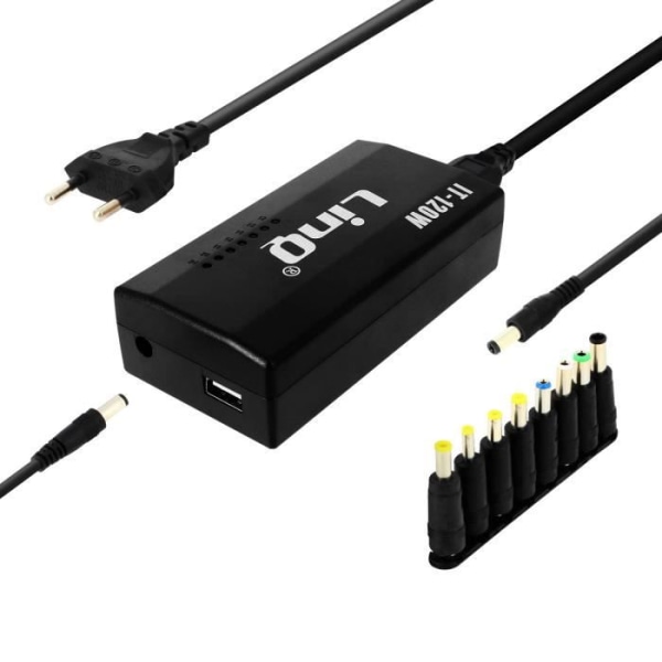 120W universal netoplader med 8 spidser 12 til 24V IT-120W LinQ Sort