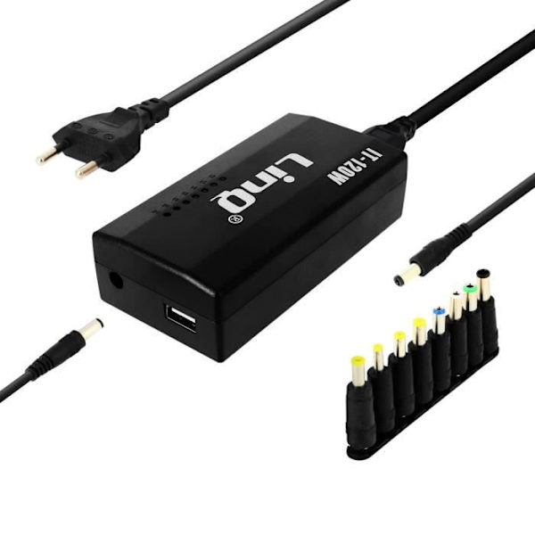 Universal nätladdare 120W med 8 spetsar 12 till 24V IT-120W LinQ Svart
