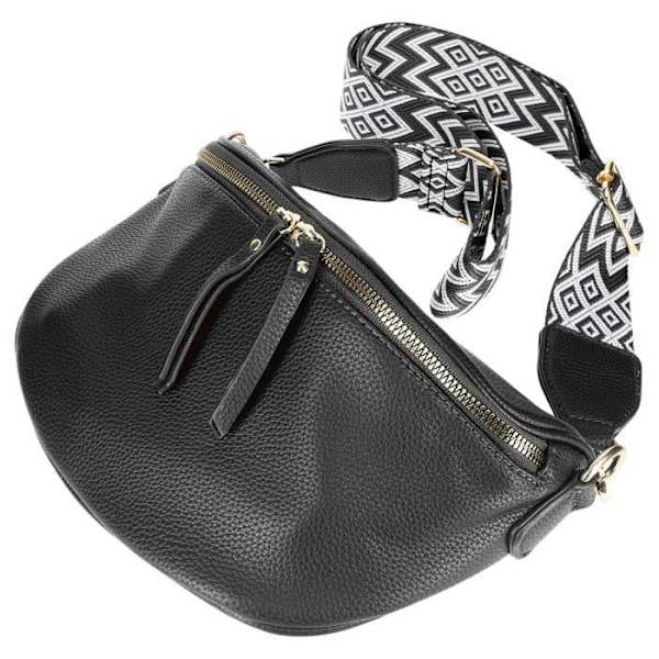 Geometrisk mønster Crossbody bæltetaske - Galantry - Sort Svart