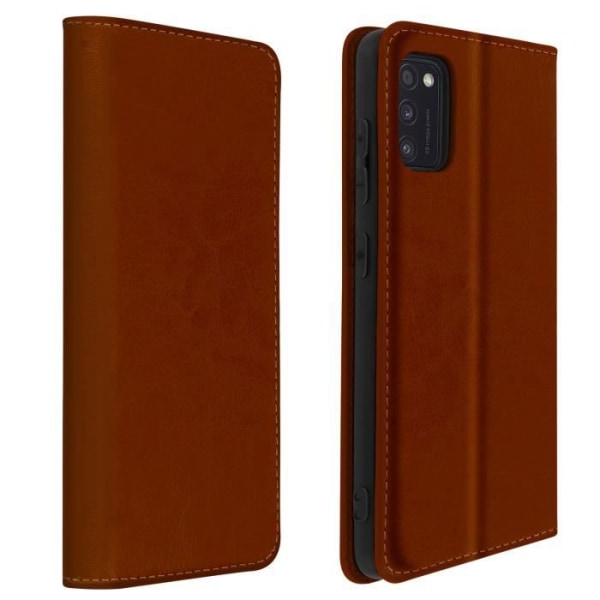 Samsung Galaxy A41 Fodral - AVIZAR - Folio i äkta läder - Korthållare & videoställ - Brun kastanj