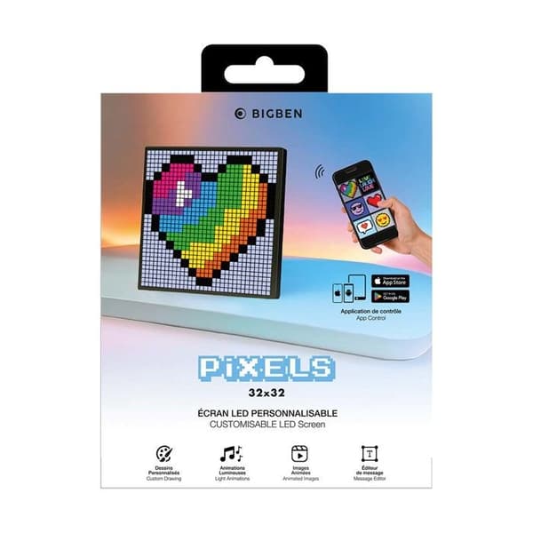 Pixel LED Skærm 32 x 32 Kompatibel med Android / iOS Tilpasselige Animerede Billeder BigBen Sort