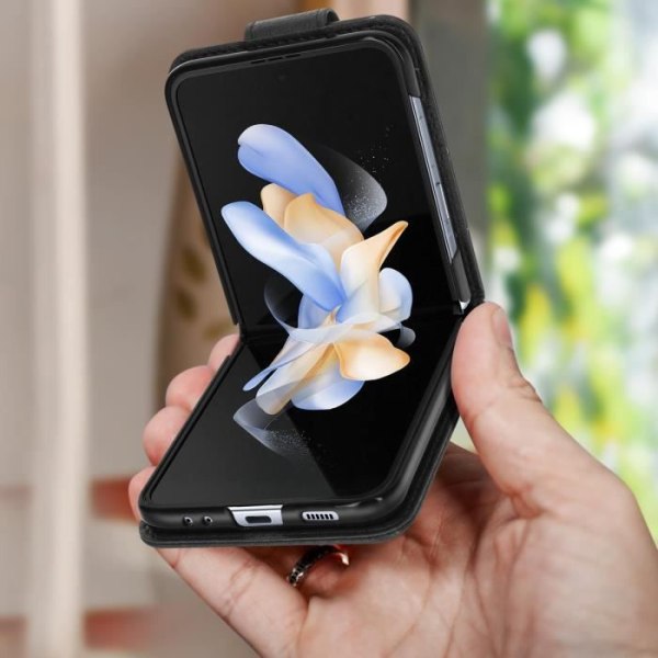 Samsung Galaxy Z Flip 3 Flip-etui med magnetisk flig Sort - AVIZAR - Stiv - Syntetisk - Flap Svart