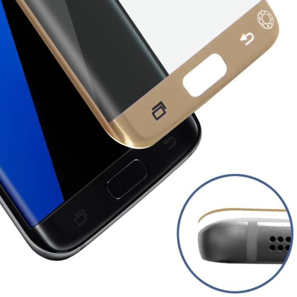 Samsung Galaxy S7 härdat glasfilm - FORCE GLASS - Guldkanter - Motståndskraftig mot stötar, fall, repor Guld