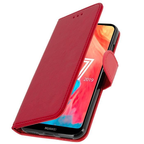 Hus - AVIZAR - Huawei Y6 2019 - Plånboksfodral - Mjuk Fodral - Video Stöd Röd