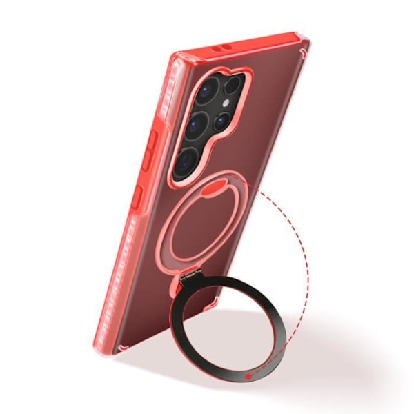 Coque MagSafe för Samsung Galaxy S24 Ultra Stötsäker Fällbart Stöd Röd Röd