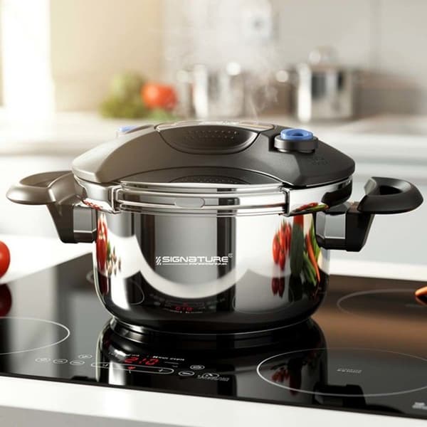 Tryckkokare - ROSENBERG - 5L - Rostfritt stål - Non-stick - Säkerhetsventil Grå