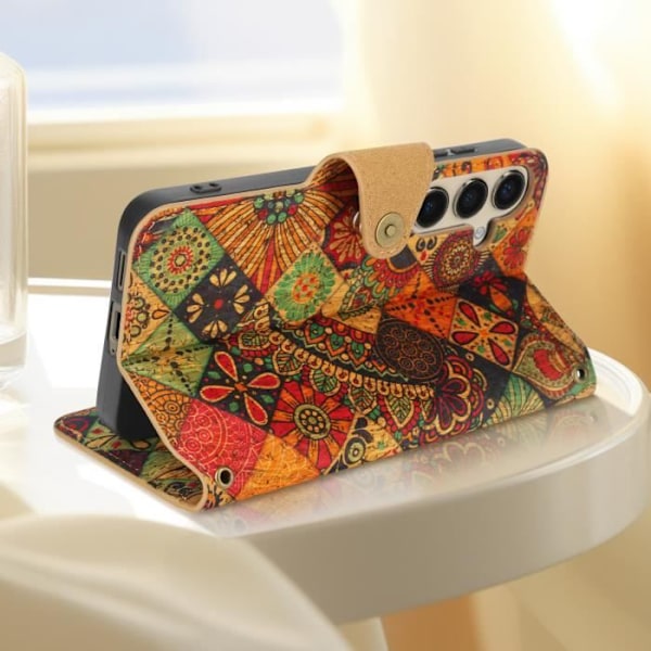 Fodral till Samsung Galaxy S24 - AVIZAR - Flip Wallet Support Bohemian Design Multicolor Flerfärgad