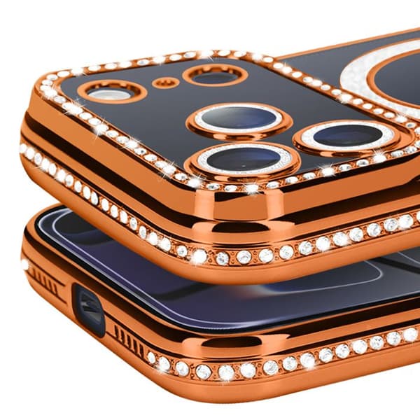 Cover til iPhone 17 Pro - AVIZAR - MagSafe - Orange - Strassé - Fleksibel Apelsin