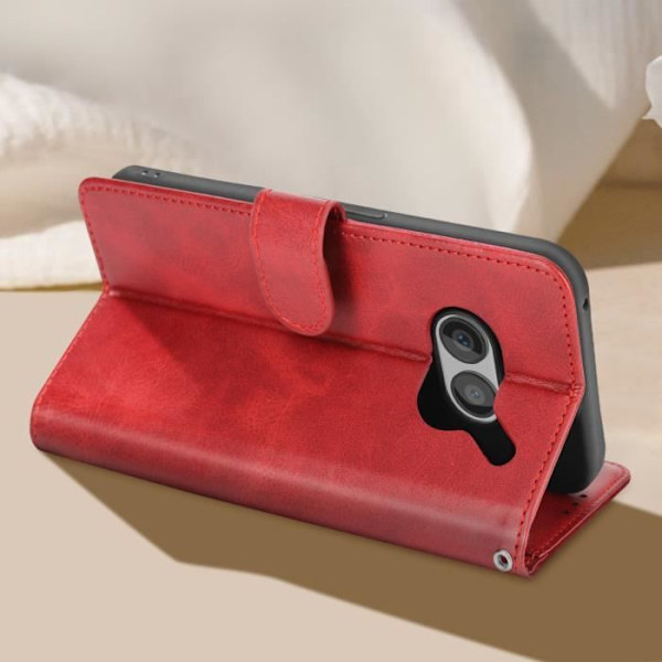 Case for Nothing Phone 2a Rannehihna Flip Stand Lompakko Punainen Röd