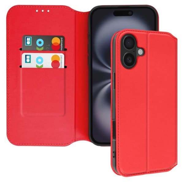 Etui til iPhone 16 Plus - Classic Edition - Rød - Magnetklap - Video Støtte - Kortrum Röd