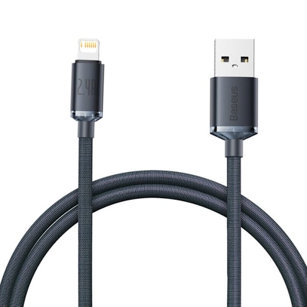 USB til Lightning-kabel - BASEUS - 1,2m - 2,4A - Kompatibel med iPhone 13/12/11 - Sort Sort