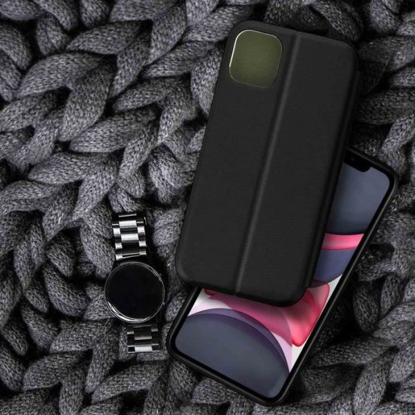 Etui - AVIZAR - iPhone 11 - Øko-læder tekstureret - Sort - Indbygget videostøtte Svart