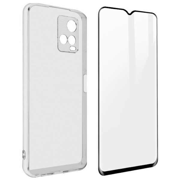 Case Vivo Y21, Y21s ja Y33s pehmeä silikonikarkaistu lasi 9H läpinäkyvä musta musta