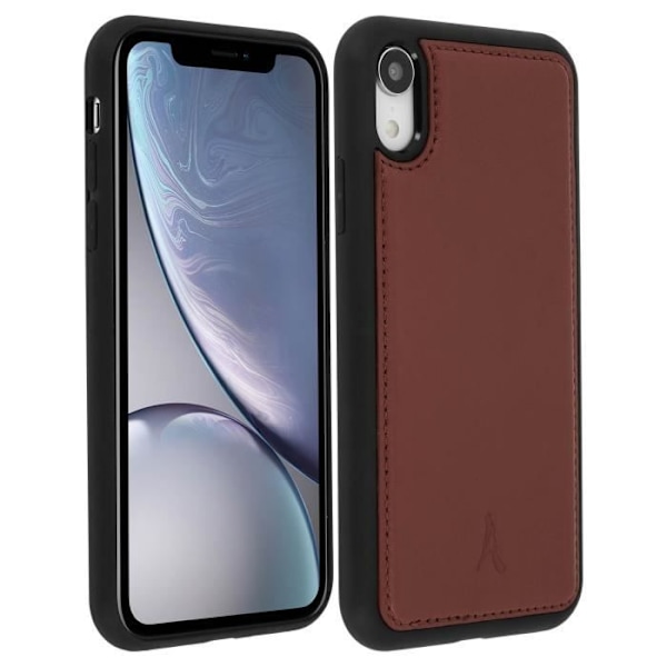Coque iPhone XR - Akashi - Ægte Læder - Stiv Beskyttelse - Brun - Finesse Detaljer kastanj