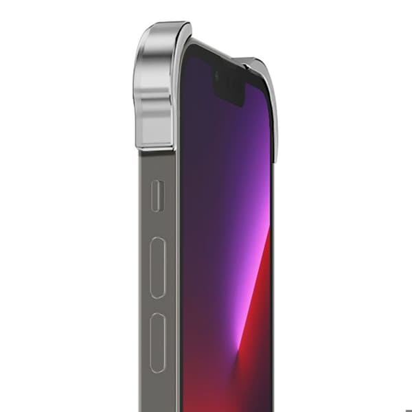 Skydd Design för iPhone 13 Pro Metal Bumper Skal Förstärkt Silver Grå